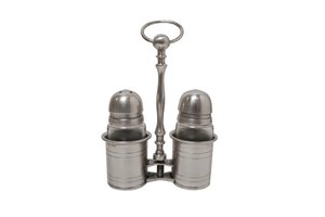 Zilver messing peper- en zoutstel met standaard 10×19 cm Isabelle Rose