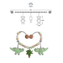 Chaîne de poussette au crochet dinosaure DINO en menthe