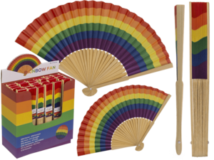 Fan, Bamboo, Rainbow, ca. 21 cm, bamboo,