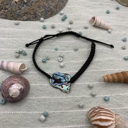 Skal armbånd | Håndlavet abalone beach vibe Perlemor macrame