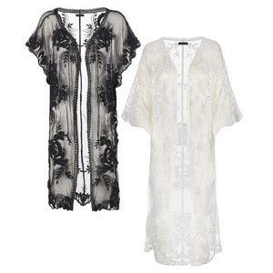 Black and white lace caftan