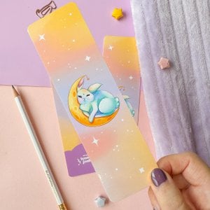 Laminiertes Lesezeichen „Mondhase“.