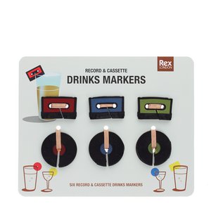 Music drinks markers (set of 6) - Record and cassette