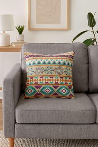 Decorative Jute Cushion Covers – Printed Throw Pillow Covers – 18x18 Inch (Set of 2)