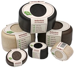 Soap dish made of liquid wood in various colors and sizes, including small, medium, and large options, as well as display sets.