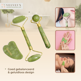 Jade roller gua sha ansigtsrulle 4 dele sæt