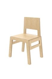 Natural birch wood baby highchair with simple, minimalist design.