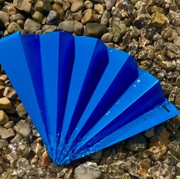 Eventail, éventail à main, éventail, bleu roi opaque