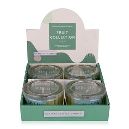  Fruit collection fragrance candle, melon scented, round glass container