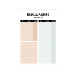 A5 Notebook for Financial Planning in 2022, with a pack of 5 notebooks. The notebook features a simple and minimalist design with sections for planning and tracking financial goals.