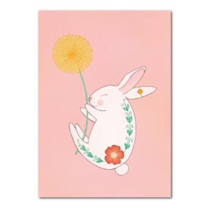 Kleiner Hase mit Löwenzahn | Karte