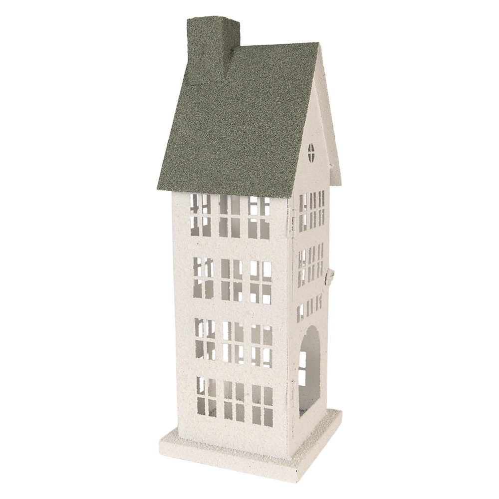 Decoratie Beeld Huis 21x14x58 cm Wit Metaal