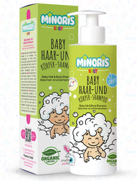  Minoris Baby Hair & Body Shampoo 400ml - Gentle, natural baby shampoo with organic ingredients. Suitable for sensitive skin.