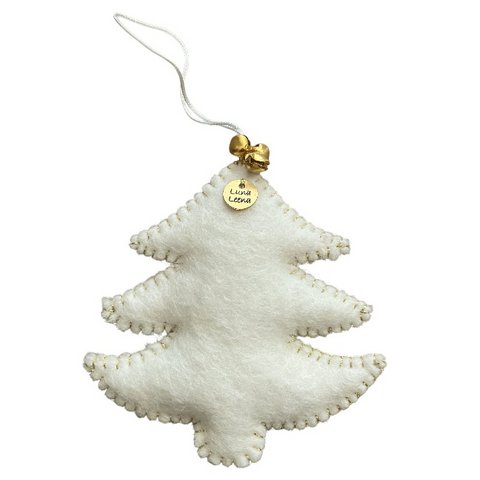 Luna-Leena Christmas tree hanger off-white & gold - wool felt - handmade in Nepal
