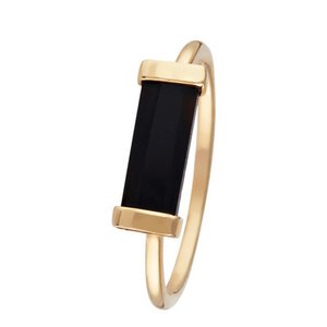 Golden brass ring mounted with a black onyx "Eléonore"