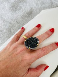 Ring Amarzão Black Druzy