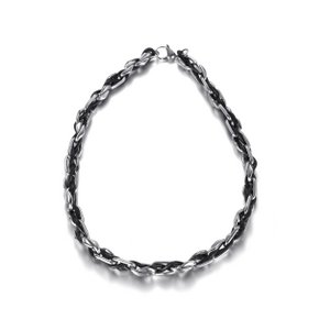 Stainless Steel Chain Bracelet with Black and Silver Links