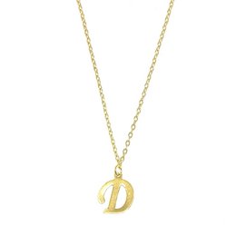 Gold-toned initial 'D' pendant necklace with a delicate chain.