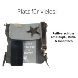Sunsa dames schoudertas. Handtas gemaakt van canvas en leer. Schoudertas in vintagestijl. Grote crossbodytas voor dames.