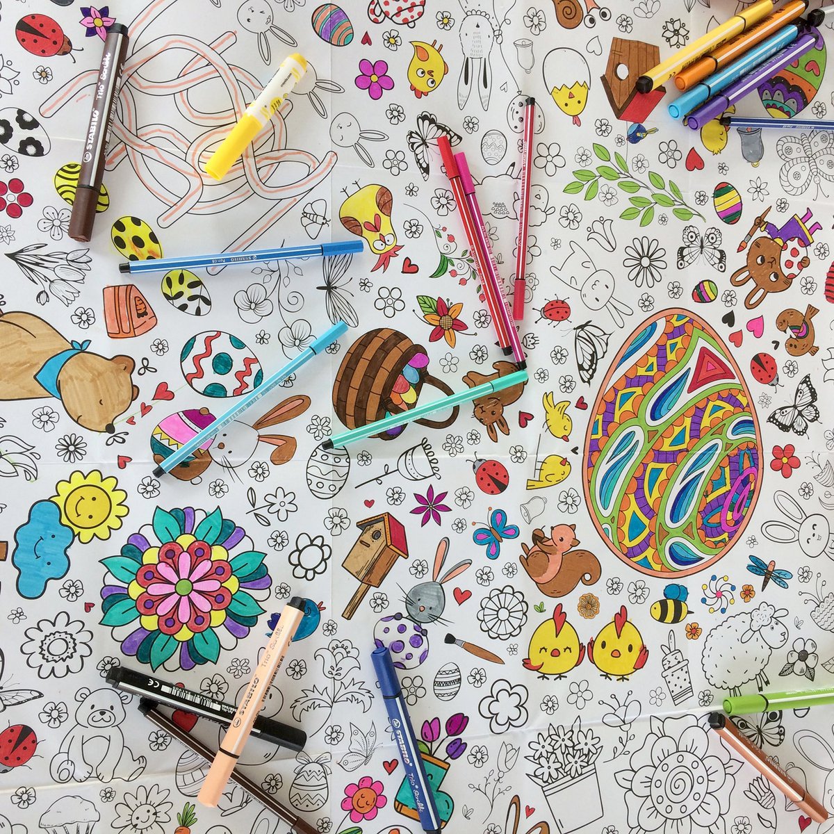 Ausmal-Tischdecke aus Papier - Motiv "Ostern"