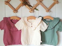 Baby pige salvie grøn t-shirt / 100% økologisk dobbelt gaze bomuld