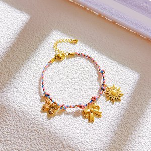 Gevlochten armband gevlochten stalen charmes strik stropdas zon trend zomer