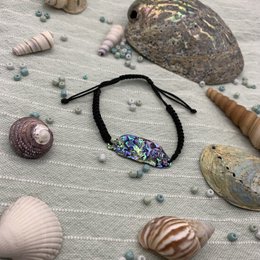Skal armbånd | Håndlavet abalone beach vibe Perlemor macrame