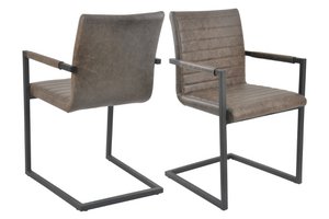 Eetkamerstoel, set van 2, donkerbruin kunstleer look