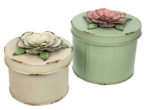 Doos met bloem pastel s/2