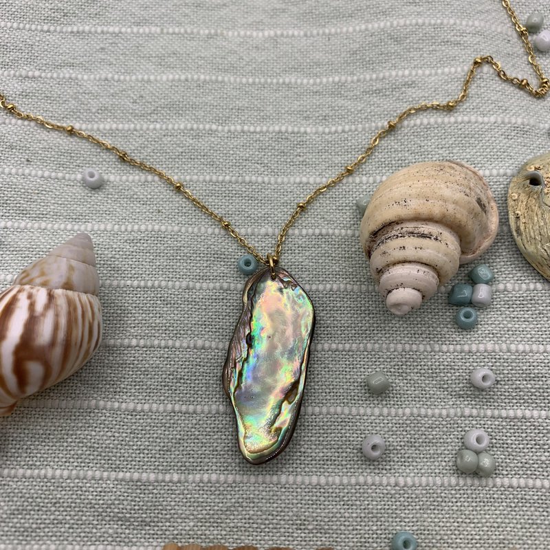 Skal halskæde | Abalone gylden rustfri stål 50 cm surfer halskæde