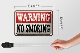 Tin sign note 18x12cm Warning no smoking decoration