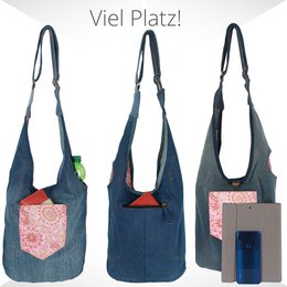 Bolso vaquero sostenible Sunsa. Bolso bandolera portátil de 2 caras. Bolso hobo. Bolso bandolera bohemio