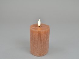  Tall, round orange LED candle with remote control and timer function.