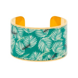 Multicolored enamel cuff bracelet golden finish