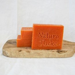 Natural goat milk and sea buckthorn soap bars in 45g and 90g sizes, made with nourishing ingredients for a gentle cleansing experience.