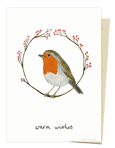 Christmas card | Robin & berries