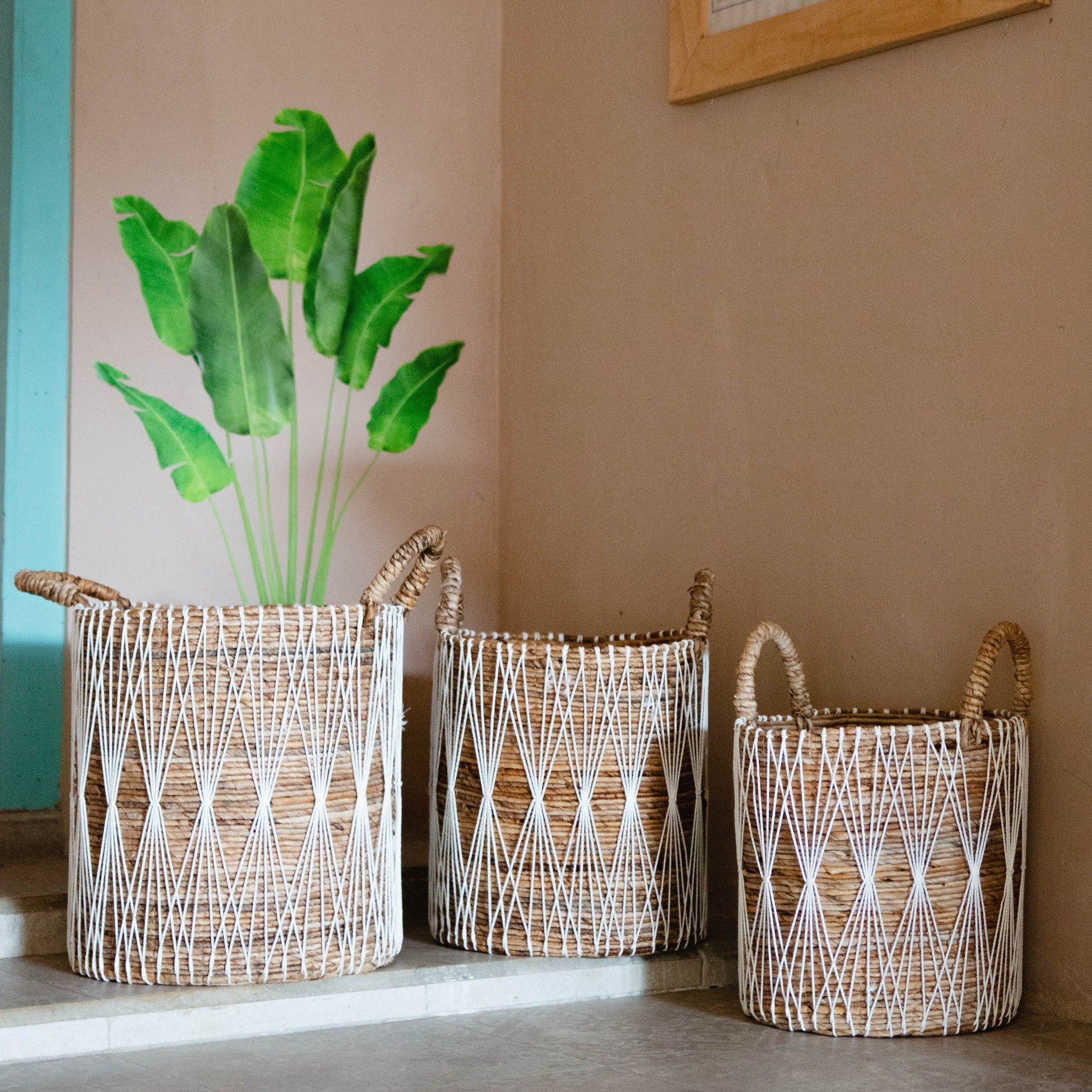 Boho Bananenvezel Wasmand met Handvatten van Soeji