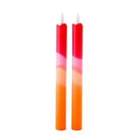 LED Pillar Kaars Red Orange - Set of 2