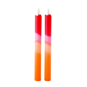 LED Pillar Kaars Red Orange - Set of 2