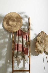 Linnen strandlaken / brede strepen