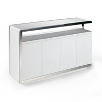 White wooden sideboard and stainless steel