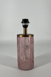 Lamp base with a cylindrical shape made of a textured, light purple material resembling wood grain. The lamp base has a black lamp socket at the top.