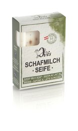 Rectangular white soap bar with Edelweiss design, 8.5x6 cm, 100 g.