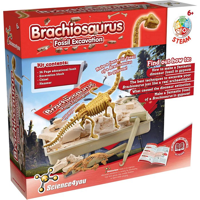 Science4you Brachiosaurus Fossil Digging Kit for Kids 6 Excavate and Assemble 11 Brachiosaurus Fossiles Ideal Dinosaur Excavation Kit Toy Archeology and Paleontology Sets for Kids Age 6 Online Wholesa...