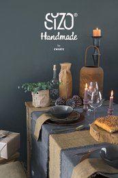 Set of 4 handmade placemats in grey, denim-grey, olive, and sahara colors. Each placemat measures 33x48 cm.