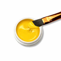 Sunny yellow no-wipe gel nail polish in a 5ml jar. Vibrant, glossy color that cures under LED/UV light.
