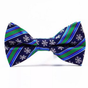 Christmas bowtie "Blue with stripes and snowflakes"