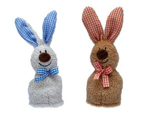 Egg warmer rabbits made of plush, Ø5x16cm