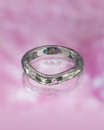Pre-Set Hidden Inner Strength Ring Silver Hammered