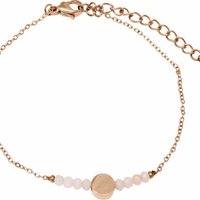 Bracelet platelets with pink stones, stainless steel rose